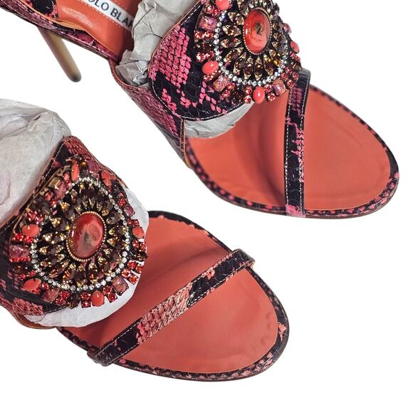 Manolo Blahnik Ronda Snake Embellished Heels - Picture 11 of 14